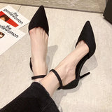 and Autumn High Heel Women 2024 New Versatile Thin Heel Professional L Pointed Black Buckle Strap Single Shoe