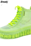 New Ladies casual Shoes Fashion Breathable Hollow High-top Shoes Women Sneakers Net Shoes Platform