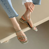 Summer Sexy OpenToe Female Sandals Feet Bare Straps Shoes Rubber Soles Low Heel Women
