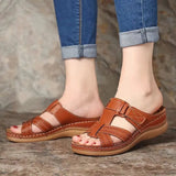 Slippers Women's 2023 Size Sandals Women's Hollowed-Out Cross-Leisure Slope Heels Ladies