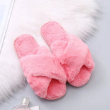 Size Woolen Slippers For Women 2024 Autumn And Winter New Flat-Bottomed Indoor And Outdoor Wear Cross Plush Cotton