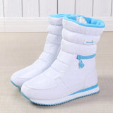 Boots Women Ladys Warm Shoes Snow Boot Inside Mixed Natural Wool Solid Color White