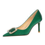 Breakj 6 Fashion Banquet Women's Shoes Heel High Heel Shallow Pointed Water Diamond Buckle Single Shoes High Heels