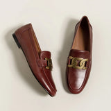 for Women 2022 Women's Loafers Kid Suede Cowhide Female Flat Shoes Metal Buckle Moccasins Casual Mocasines