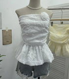 French Bud Ponp-Upple Sling Vest With Three-Dimensional Flowers Shoulder-To-Heart Thai Top