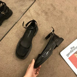Spring and Autumn Women's Heel Rice Black Apricot Three-color Women's Heel Needle Buckle Low Heel Flat Shoes