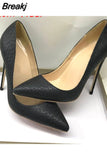 Women Shoes High Heels Women Pumps Stiletto 12CM Heels Sexy Shoes Pointed Toe Black Snake Pattern YG031