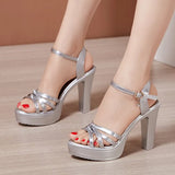 10Cm Waterproof Platform Large-Size Sandals Women Large-Size High Heels Sexy Thin Fish Mouth High-Heeled