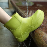 Sole Design Women Rainboots Lightweight EVA Slip-on Ladies Rain Shoes Solid Outdoor Waterproof Girls Platform Ankle