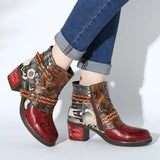 And Winter Boots Snake Print Color Matching Ethnic Style women's Leather Boots Boots women's mid-heel size