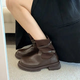Breakj 2025 New Martin Boots Women's Large Elastic Boots English Wind Thick Background Comfortable Thin Skin