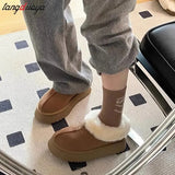 Women's Snow Boots Platform Boots Women Casual Winter Snow Ankle Boots Women Slip on Plush Boots Flat With women