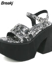 Thick Heels Platform Sandals For Women 2023 European Style Ankle Buckle Sandals Comfy Walking Lady Sandals