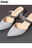 for Women 2023 Hot Slingbacks Ladies High Heels Summer Toe-Covered Women's Sandals Pointed Toe Outer Wear Half