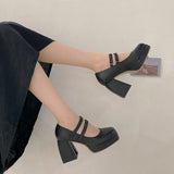 Shoes Spring New Korean Version Of Wild Thick-heeled Square Toe French Retro Mary Jane Shoes