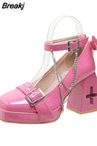 Women Mary Janes Pumps Shoes Brand Design 2023 Spring Gothic Style Lolita Sweet Girl Office Lady High Heels Pumps