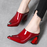 Summer 2023 New Women Slipper High Heel Sandal Shoes Ladies High Quality PU Leather Slides Pumps
