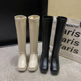 Heels Elastic Micro Knee High Boots for Women Punk Style Autumn Winter Chunky Platform High Boots Party Shoes