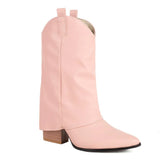 Size 48 Cowboy Design Ankle Boots Women Cowgirl Slip On Pointed Toe Booties Winter Shoes High Heels Fashion Winter