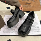 brown Lolita Shoes Platform Mary Janes Shoes Women's School Uniform Jk Student Shoes Women Girl Round Toe Oxford