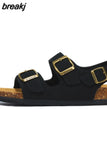 New Summer Women Cork Sandals Casual Non-slip Beach Men Outdoor Gladiator