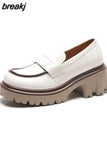High Heels Women's Loafers Pumps Platform Shoes for Women 2023 New Spring Leather Luxury Elegant Shoes Ladies Round