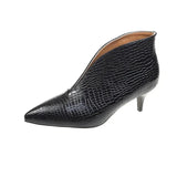 Women's Ankle Boots 2023 New Pointy V-neck Patent-leather Women High Heels Simple Versatile Commuting Office Female