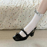 Breakj Senior High-Heeled Women 2025 New Summer Bow Back Space Mary Treasure Shoes Silver Coarse Heel Single