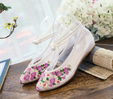 Breakj Shoes Tip Fashion Plate Buckle Beef Tendon Bottom Low Heel Women's Shoes Sandals Mesh Gauze Embroidered Cloth