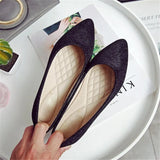 Women Red Sequin Cloth Flat Wedding Shoes Bride Pointed Toe Flats Blue Loafers Ladies Slip On Shallow Comfortable