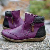 Women's Ankle Boots Round Toe Solid Color Ladies Boots Retro Pu Leather Comfortable Chelsea Boots Women Booties Big Size