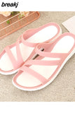 Summer Women Fashion Jelly Sandals Low Heel Peep Toe Shallow Slides Casual Beach Outdoor Female Ladies Slipper
