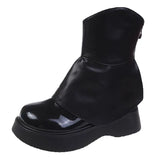 Chunky Platform Women's Ankle Boots 2022 Fashion Patent Leather Short Booties Woman Thick Bottom Autumn Botas