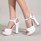 Women Sandals 2023 Fashion Waterproof Platform 13CM Thick Heel Shoes Concise Buckle Strap Model Womens Sexy High