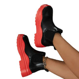 Shoes for Women 2023 Autumn Winter Square Heel Round Toe Chelsea Boots PU Slip-On Mixed Colors Gothic Shoes Botas