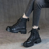 Chunky Footwear Platform Fur Short Shoes for Women Biker Female Ankle Boots Combat Punk Style Trend 2023 Spring