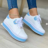 Breakj Spring And Summer New Women's Shoes Thick-Soled Shoes Lace Small White Shoes Low Casual Shoe Leather Large