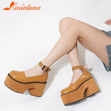 Thick Heels Platform Sandals For Women 2023 European Style Ankle Buckle Sandals Comfy Walking Lady Sandals
