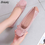 2022 Spring Shoes Women Flats Elegant Office Lady Shoes Black Pink Plus Size 42