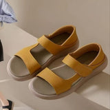 Breakj 2023 New Fashion Simple Open Toe Round Head Thick Bottom Fairy Wind A Word With Two Wear Beach Sandals