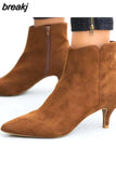 Women's Ankle Boots Leopard Female Zip Pointed Toe Woman Snakeskin Stilettos Plus Size Sexy Ladies Suede Female