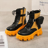 Ankle Boots Autumn Lace Up High Quality Leather Boots Platform Wear-resistant Comfortable Women Ankle Boots 2020