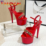 New Brand Women Sandals Summer Shoes Sexy Thick High Heels Platform Dress Party Wedding Shoes Woman Pumps Stripper