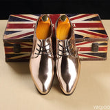 Leather Men Wedding Shoes Gold Blue Red White Oxfords Shoes Designer Pointed Toe Dress Shoes Big Size