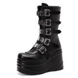 Size 44 High Heeled Women Boots Buckle Thick Bottom Zipper Platform Shoes For Woman Punk Gothic Casual Motorcycle