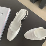 Woman Shoes Beige Heeled Sandals Round Toe Shallow Mouth Original Black Comfort Girls Closed Low Basic PU Neutral Back