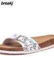 2023 New Fashion Summer Cork Slipper Women Casual Beach Mixed Color Flip Flops Slides