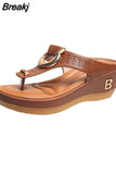 Women New Summer Sandals Open Toe Beach Shoes Flip Flops Wedges Comfortable Slippers Cute Sandals Plu Size Chaussure