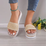 Breakj Summer New Large-Size Lady Thick-Soled Sandals Temu Word Thick-Sed Fish Mouth Rope Cool