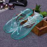Flip Flops Women's Flat Transparent Beach Slippers Women Sandals Non-slip Summer Crystal Korean Bathroom Plastic Shoes